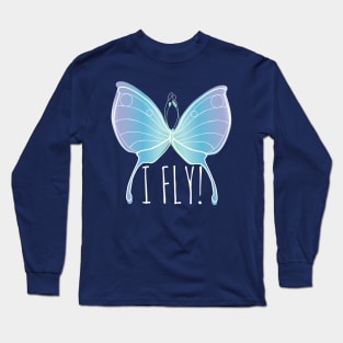 Blue Butterfly Long Sleeve T-Shirt